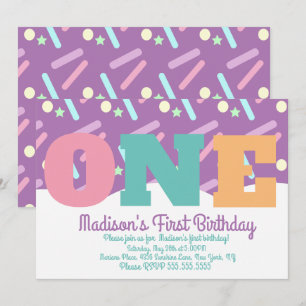 Convite Arco-íris e nuvens Pastel borrifa girando um