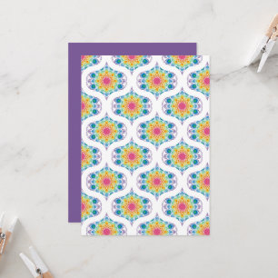 Convite Arco-Íris Floral 70s Ogee Papel Escrapbook Imprimí
