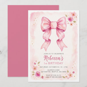 Convite Arco Íris Floral Rosa Coquette Aniversário