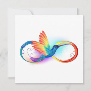 Convite Arco-íris Hummingbird com símbolo Infinito