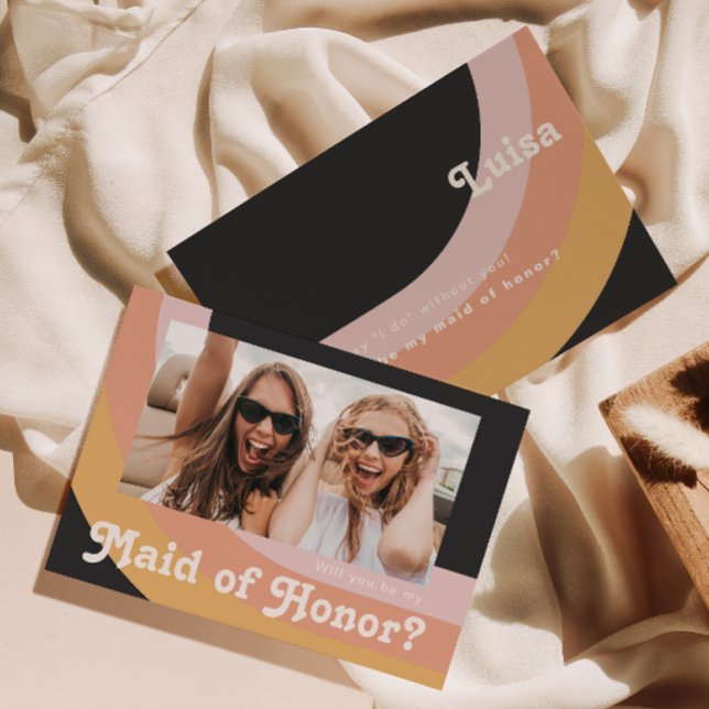 Convite Arco-Íris retrô dos anos 70 | Placa de Madrinha de (Criador carregado)