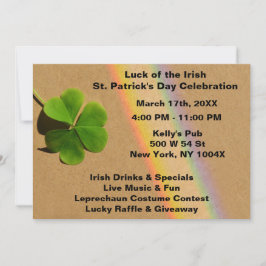 Convite Arco-íris Roxo & Trevo Verde Bebendo Irlandês  