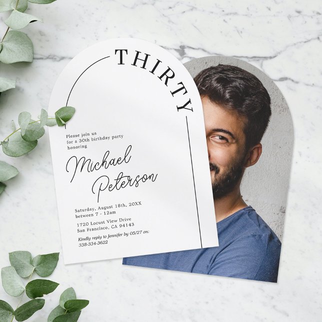 Convite Arco Minimalista Aniversário de 30 anos Adulto (Criador carregado)