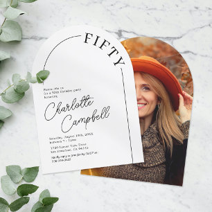 Convite Arco Minimalista Aniversário de 50 anos Adulto