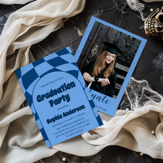 Convite Arco Moderno Azul com Foto Festa de Graduação