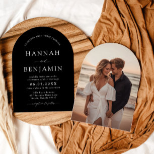 Convite Arco Moderno Casamento Minimalista Preto e Branco