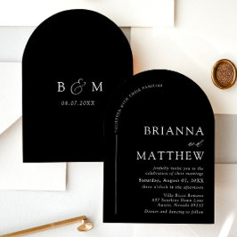 Convite Arco Moderno Casamento Minimalista Preto e Branco