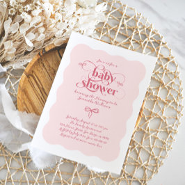 Convite Arco  Moderno Mínimo Chá de fraldas de Garota Rosa