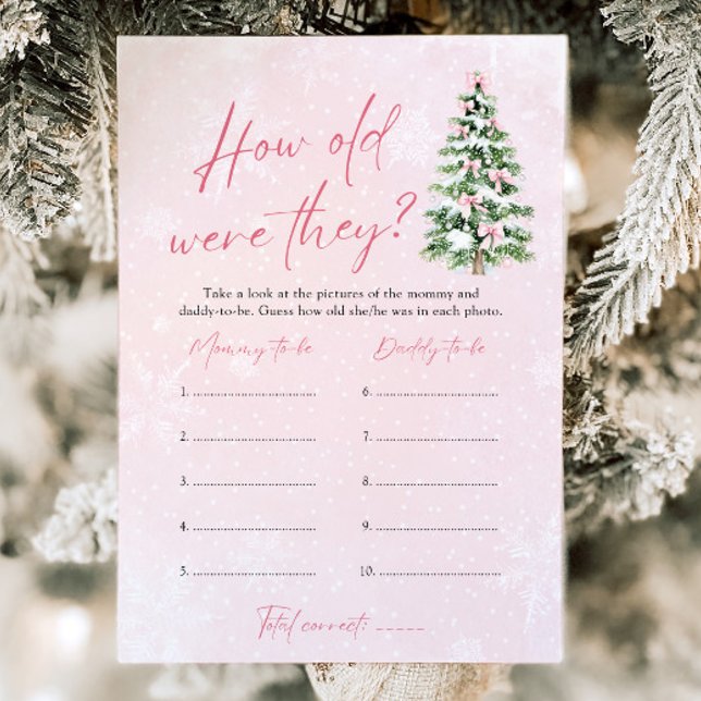 Convite Arco Natal Quantos Anos Tinham O Chá de fraldas De (Pink Bow Christmas How Old Were They Game Baby Shower  Game)