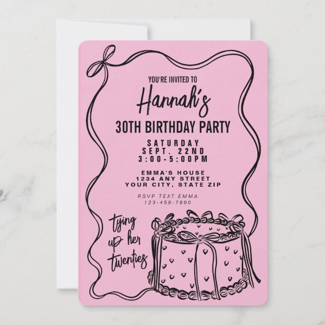 Convite Arco Negra Amarrando A aniversário de 30 anos Dos  (Frente)