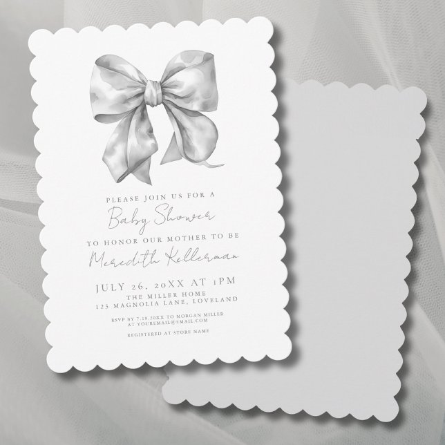 Convite Arco Neutro em Relação ao Gênero no Chá de Bebê (Gender Neutral Bow Baby Shower Invitation)