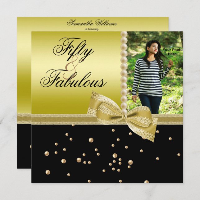 Convite Arco Pearls & Faux Fabuloso 50 Foto Mulheres (Frente/Verso)