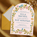 Convite Arco Personalizado Desenho Frio Wreath Bat Mitzvah<br><div class="desc">Cartão perfeito para anunciar um bar mitzvah, bat mitzvah ou outra celebração judaica! Mão fez arte para você! TOTALMENTE PERSONALIZÁVEL! Clique em "Personalizar" acima para editar o texto. Clique em "editar usando a ferramenta design" para ajustar as fontes, cores e posicionamentos. Você também pode mudar facilmente o estilo da placa...</div>