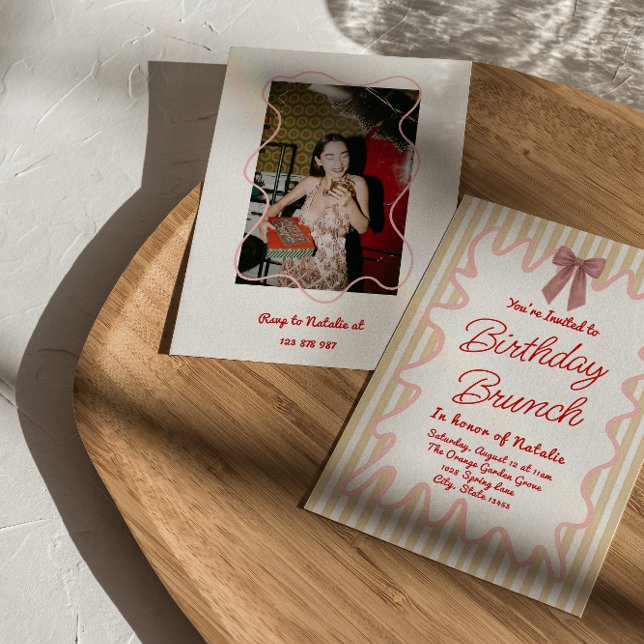 Convite Arco Pintado Pintado Foto Aniversário Brunch (Criador carregado)