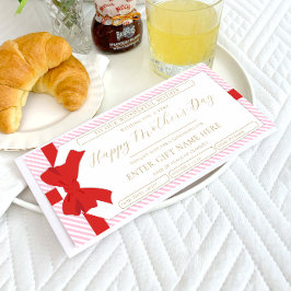 Convite Arco - Placa de Voucher de Presente do Dia de as m