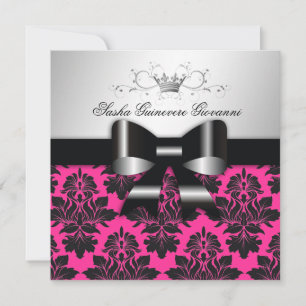 Convite Arco Preto 311-Black Damask Rosa Doce 16