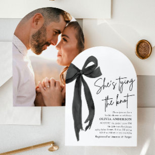 Convite Arco Preto Arch Ela é Chá de panela Casando