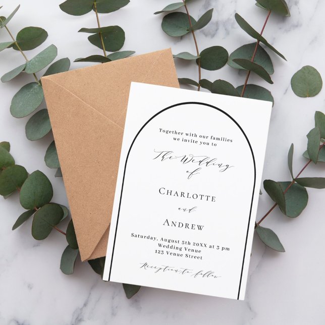 Convite Arco preto branco casamento moderno (Criador carregado)