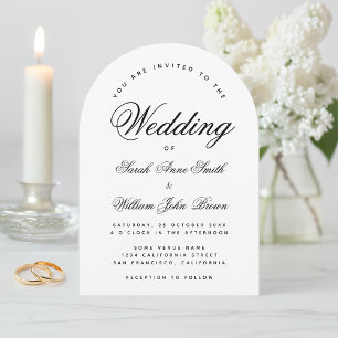 Convite Arco Preto e Branco Casamento Simples Elegante Rot