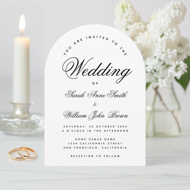 Convite Arco Preto e Branco Casamento Simples Elegante Rot (Criador carregado)