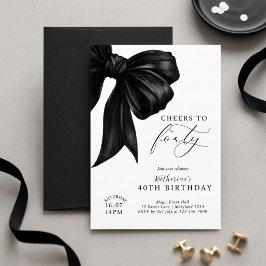 Convite Arco Preto e Branco Moderno 40º Aniversário