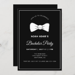 Convite Arco preto e branco Tie Modern Bacheler Party Invi