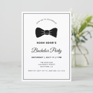 Convite Arco preto e branco Tie Modern Bacheler Party Invi