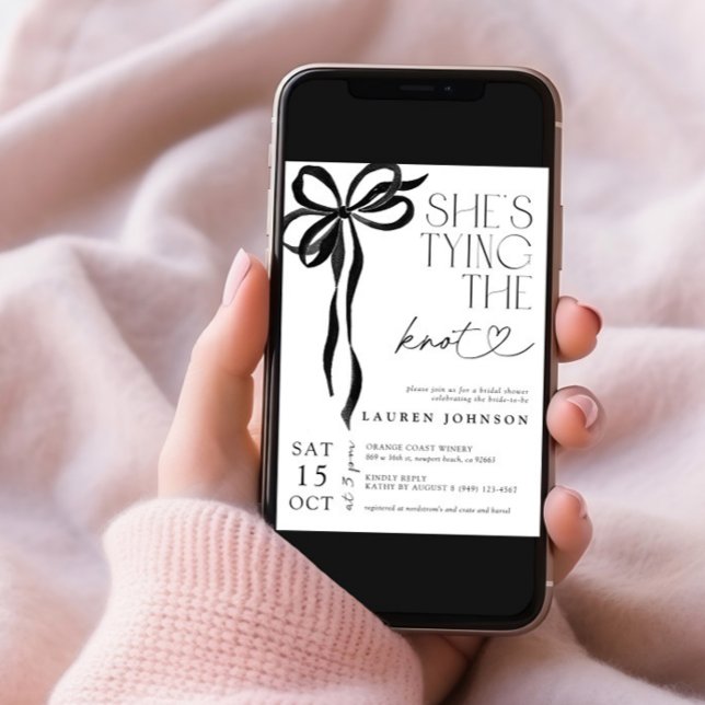 Convite Arco Preto Ela é Casando Chá de panela QR (Criador carregado)