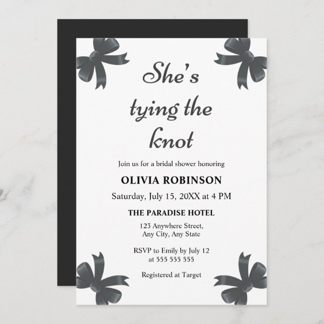 Convite Arco Preto, ela é Chá de panela de Casando (Frente/Verso)