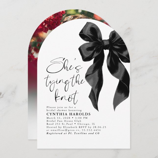 Convite Arco Preto Foto do Chá de panela do Casando (Frente/Verso)