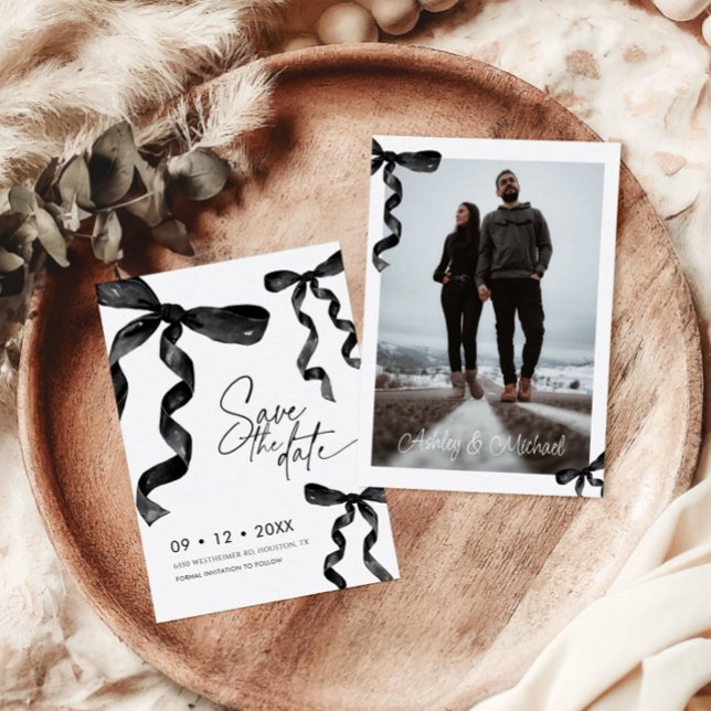 Convite Arco Preto Fotográfico Salvar a Data (Criador carregado)