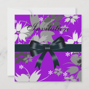 Convite Arco Preto Roxo Floral
