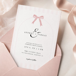 Convite Arco Romântico de Laço Rosa Casamento Coquette