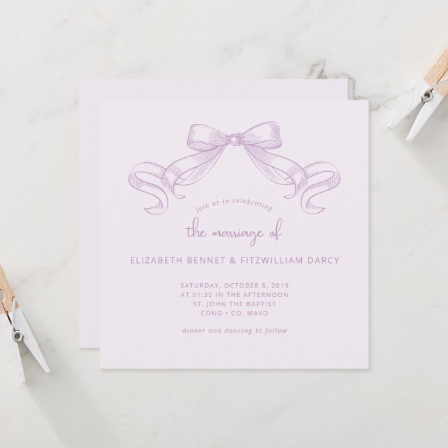 Convite Arco Romântico esboçado | Casamento Lilac De Quadr (Frente/Verso In Situ)