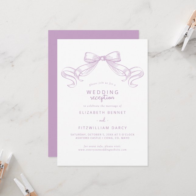 Convite Arco Romântico esboçado | Recepção de casamento Li (Frente/Verso In Situ)