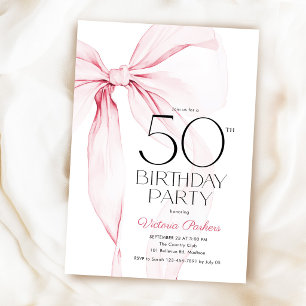 Convite Arco Rosa Aniversário de 50 anos Elegante Feminino