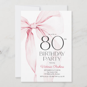 Convite Arco Rosa Aniversário de 80 anos Elegante Feminino