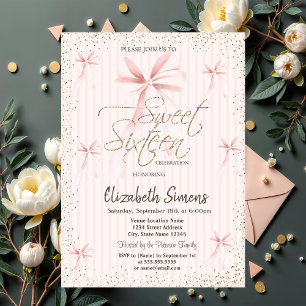 Convite Arco Rosa Aquarela Confete Listrado Sweet 16