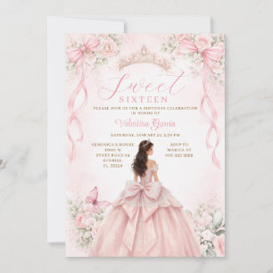 Convite Arco Rosa Choque Princesa Doze Anos Aniversário