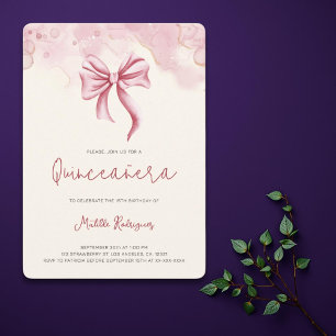 Convite Arco rosa-claro Coquette Quinceanera Aniversário