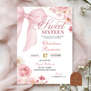 Convite Arco Rosa Coquette floral Doze Anos