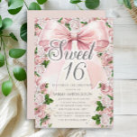 Convite Arco rosa Coquette Floral Vintage Sweet 16<br><div class="desc">Arco de coquetes cor-de-rosa Elegante,  com floral de cor-de-água rosa (rosas) e folhas de cor-de-água verde pintadas em cor-de-rosa Doce 16 com brilho prateado cintilante. Entre em contato comigo para obter assistência com suas personalizações para solicitar a correspondência ou a coordenação de produtos Zazzle adicionais para o seu evento.</div>