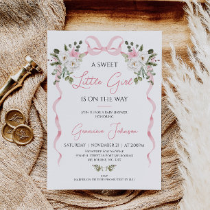 Convite Arco Rosa Coquette Raparigas  Inverno Chá de frald