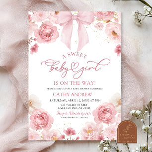 Convite Arco rosa, Coquette Sweet Baby Girl está a caminho