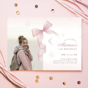 Convite Arco Rosa Cor-de-Rosa Menina de Inverno Foto Anive