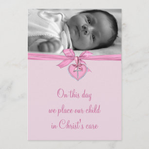 Convite Arco Rosa Cruz Bebê Menina Foto Batizado