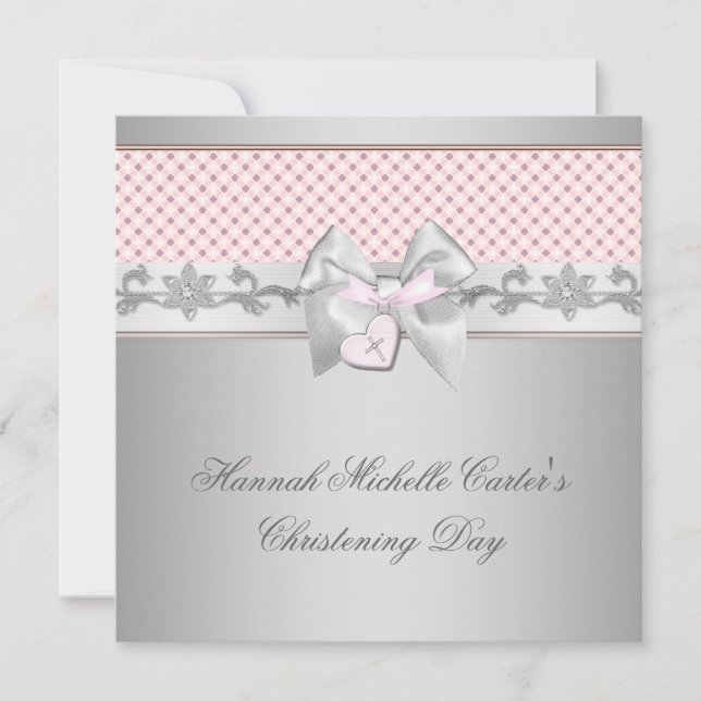 Convite Arco Rosa Cruzando Meninas Rosa Batismo Rosa Chirs (Frente)