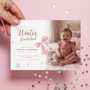 Convite Arco Rosa de Inverno Menina Onederland Foto 1º Ani