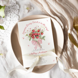 Convite Arco Rosa de Morango Chá de fraldas Floral