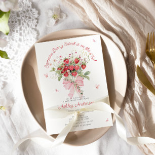 Convite Arco Rosa de Morango Chá de fraldas Floral